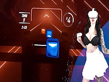 My Alluring Step Sister Plays Vr Beat Saber.  Honey Haze