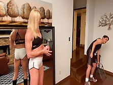 Huge Amazon In 7In Heels Compares Muscles And Verbally Humiliates Little Wimp!