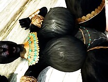 Black Khajiit Cat In Gold Rides A Dick