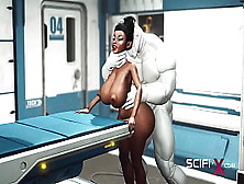 A Fine Fresh Busty Black Has Hard Anal Sex With Sex Robot In The Medbay