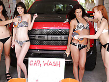 Car Wash! Chloe Skyy,  Brooke Benson,  Andi Page,  & Lizzy Lamb - Publichandjobs