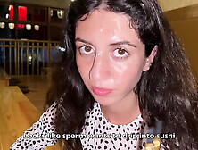 I sperm on a whore's face in Public Sushi Bar and she eats rolls with Spunk on her face - Cumwalk