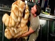 Girl In Fur Coat.  Sex In Bar