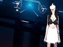 Super Fine Slut Plays Vr Beat Saber In Swimsuit.  Honey Haze