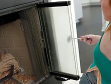 Redhead teen Madi Collins sucks dude after fixing her fireplace