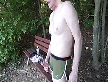 Naughty Gay Daddy Caught Jacking Off On A Park Bench In August 2016