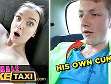 OMG 19 year older lover nearly spunks in his OWN MOUTH - Female Fake Taxi