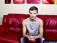 Totally Tubular Twink Ups His Massive Hard Dick After Fake Interview Expose!