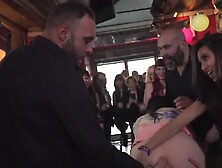 Blonde Spanish Hottie Sucking In Public Bar