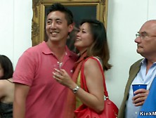 Brunette dp ffm fucked in public