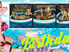 Niki B and Loula Lou - Birthday Food Fight with a Live Audience - PeepingThom