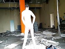 Sissy Gets Naked In An Abandoned Building And Rides A Big Dildo