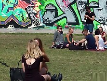 German babe fucked on a table in restaurant