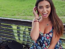 Juicy girl Frida Sante sucks a cock and gets fucked in the park
