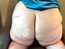 GIANT BEHIND MILF IN A BLUE SUEDE DRESS TRIES COWGIRL