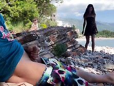 Public Jock Flashing on the Beach - Hotty Saw My Jock and Helped Me Cum