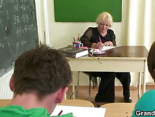 2 Horny Pupils Bang Older Tutor