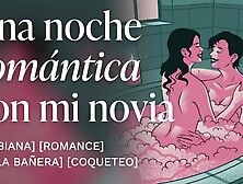 Sexo lésbico romántico en la bañera [porno en español]