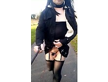 Discord British Sissy Flashes Chastity Outdoor