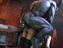 Big Monster's Cock Fucks Bitch In Ass,  Pussy And Cum On Her Face - 3D Animated Horror Hardcore Porn Video,  Where Monster Fucks H