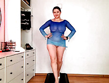 Tinniangel rocks a see-through beach dress over a micro bikini while teasing on the treadmill