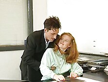 Job interview goes very differently than she thought. Horny redhead milf