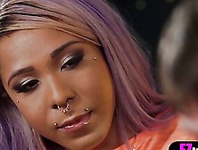 Purple Haired Ebony Teen Shemale Stepsis Fucks Stepbro