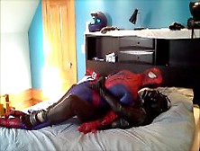 Latexed Gasmasked Enemy Takes Advantage Of Spiderman