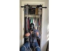 Selfbondage With Large Inflated Plug And Deep Penis Gag