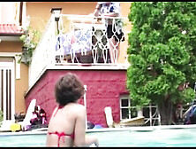 Amazing looking German bitch pleasing her lover in the backyard