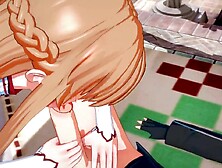 Asuna swallows Kirito's load in advance of riding his face - Sword Art Online Anime