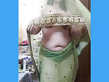 Indian Bhabi Teasing Her Man In Net Saree