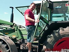 Farmer seduced by thin cougar for outdoors sex