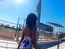 Hot Blowjob By Ebony In Tennis Court