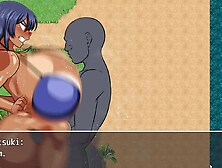 Tanned Girl Natsuki [ Hentai Game ] Ep. 22 Oiled Massage On The Beach Made Her Pussy Dripping Wet !