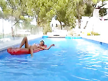 Busty Woman Deep Toying Ass In Pool