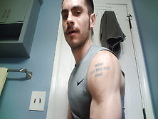 Close-Up Bicep Chest Flexing