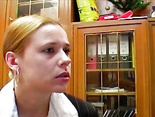 Blonde German lady gets a double cumshot on her small tits