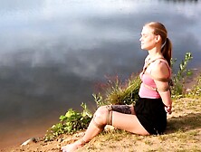 Bdsm Training Session Outdoors For Adorable Young Babe