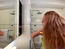 Electronic music festival lover small golden-haired festival wench goes no pants in her fishnets rave party outfit