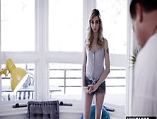 Nasty uncle having fun with her innocent blonde muse