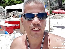 Breasty older, Mirela Mansur is about to satisfy many lustful lads on the beach, during the day