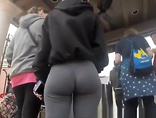 Nice Butt On Girl Wearing Dark Gray Leggings