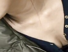 Unsure asian model gets downblouse videoed