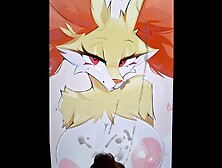 Pokemon Delphox Spunk Tribute Large Chunky Cum-Shot Over Her Big Titties!