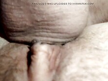 Large knob close up enters wife's constricted holes