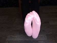 Slut Show Her Pink Socks And Ebony Stockings After Walk