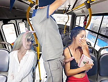 Worker takes out his schlong and gropes women on the bus in public!