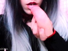 Self Perspective Your goth classmate swallows your little wang like lollipop amatuer slut bj jizz mouth swallow