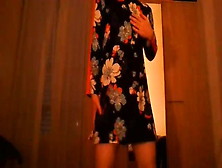 Crossdresser In Cute Flower Dress Having Some Webcam Fun